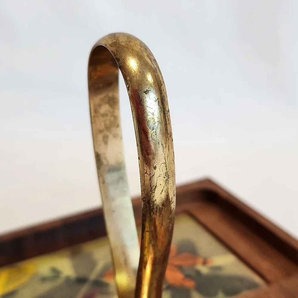 Ernest Sohn Vintage MCM Doubke Relish Serving Tray‎ Butterflies Wood Glass